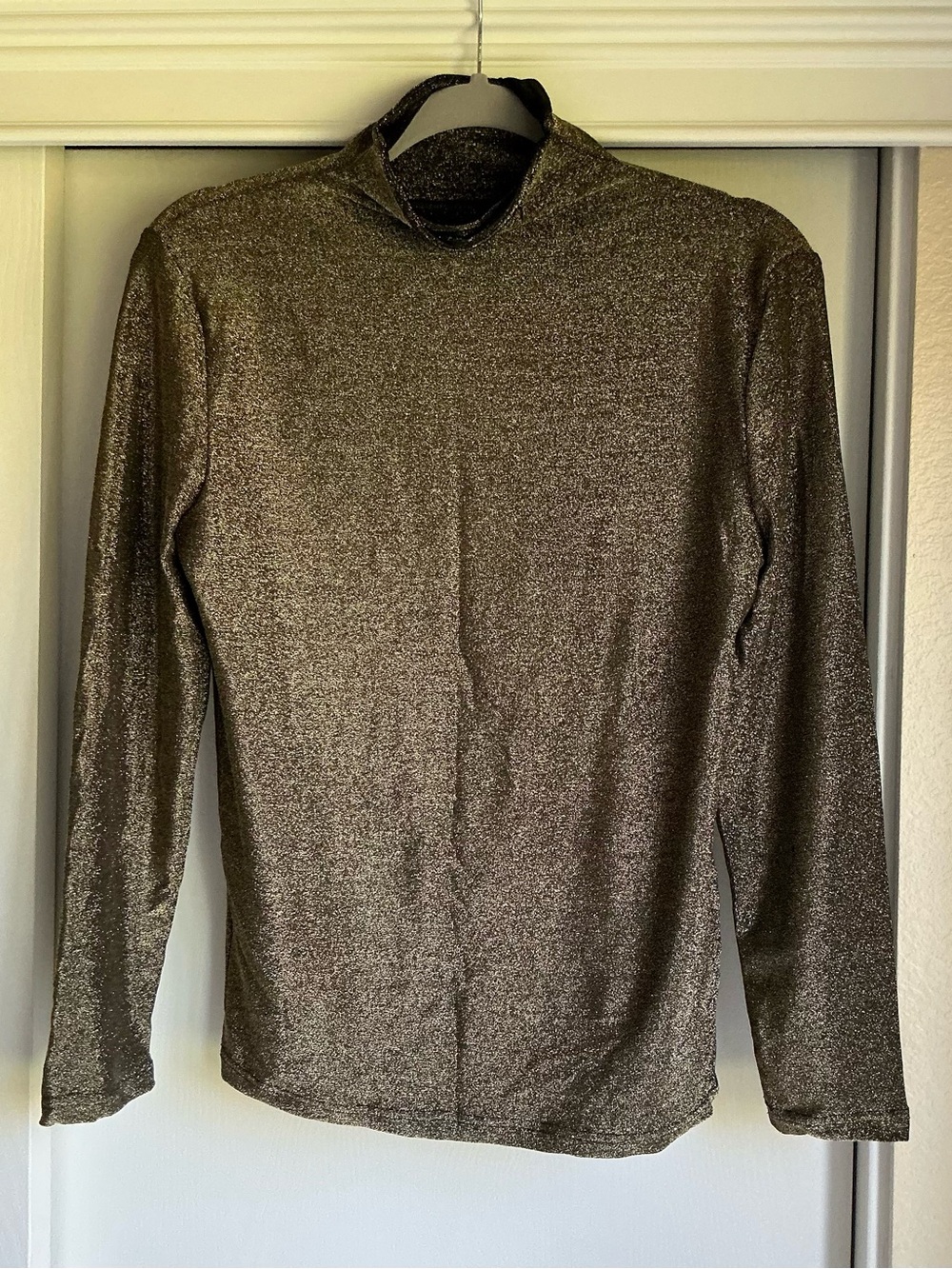 Metallic Bronze Mock Neck Women’s Top